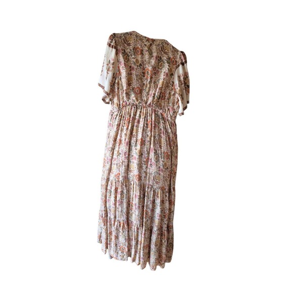 In Loom Boho Floral Midi Dress Cottage Core Dress Prarie Soho Beige Multi Sz S - Picture 11 of 12